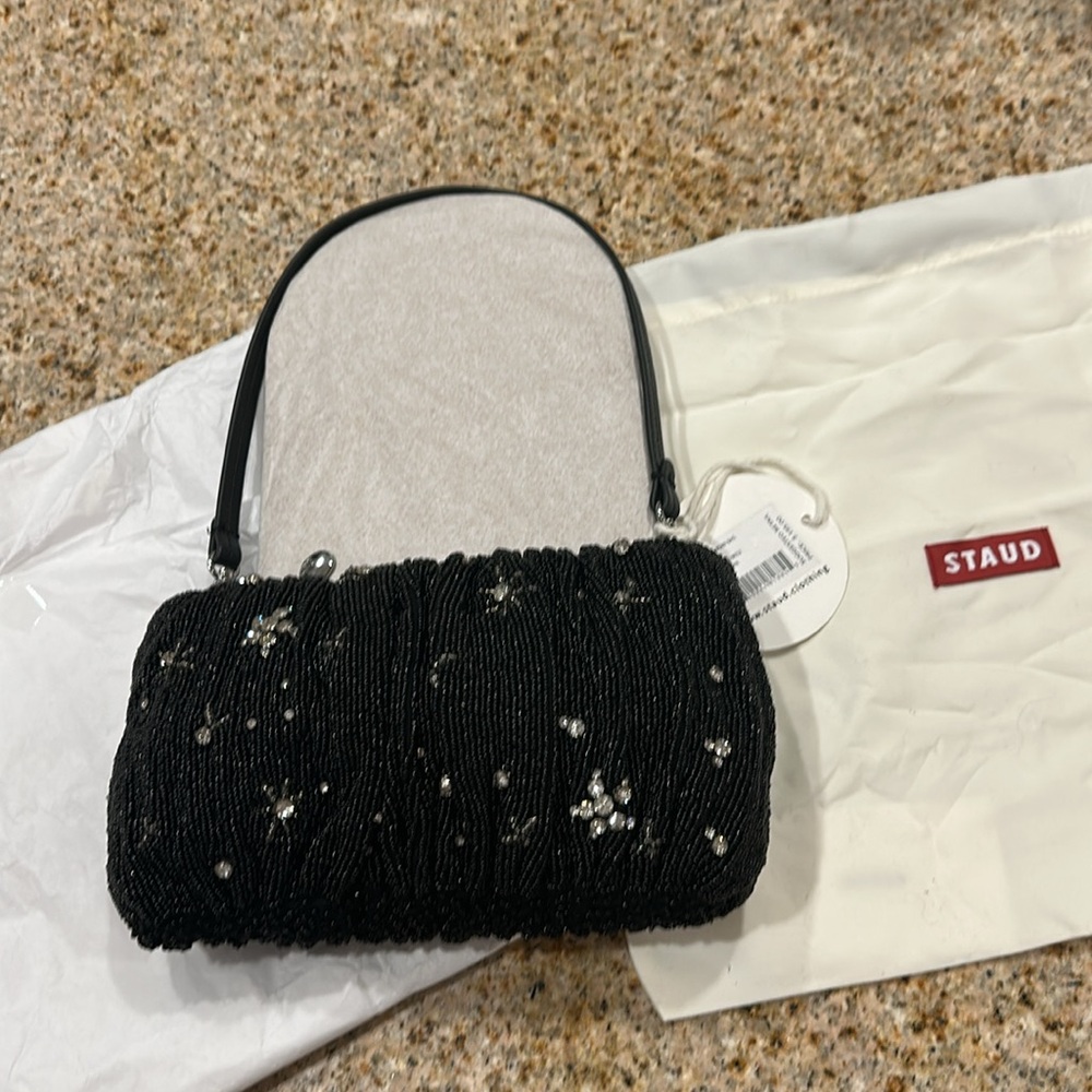NWT STAUD Starry Night Beaded Bean shoulder bag - Picture 2 of 11